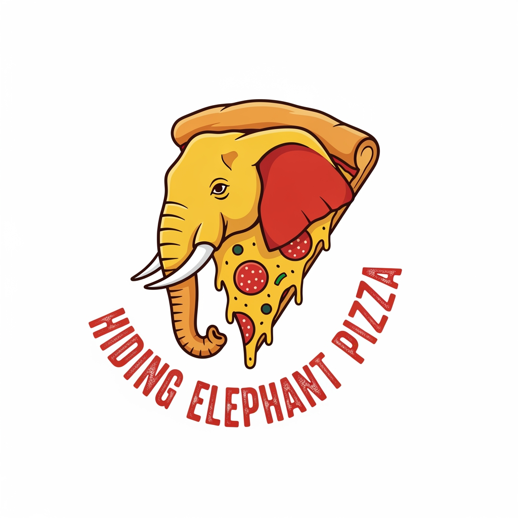 AI Design for a logo for pizzas, just like the one in hiding elephnat