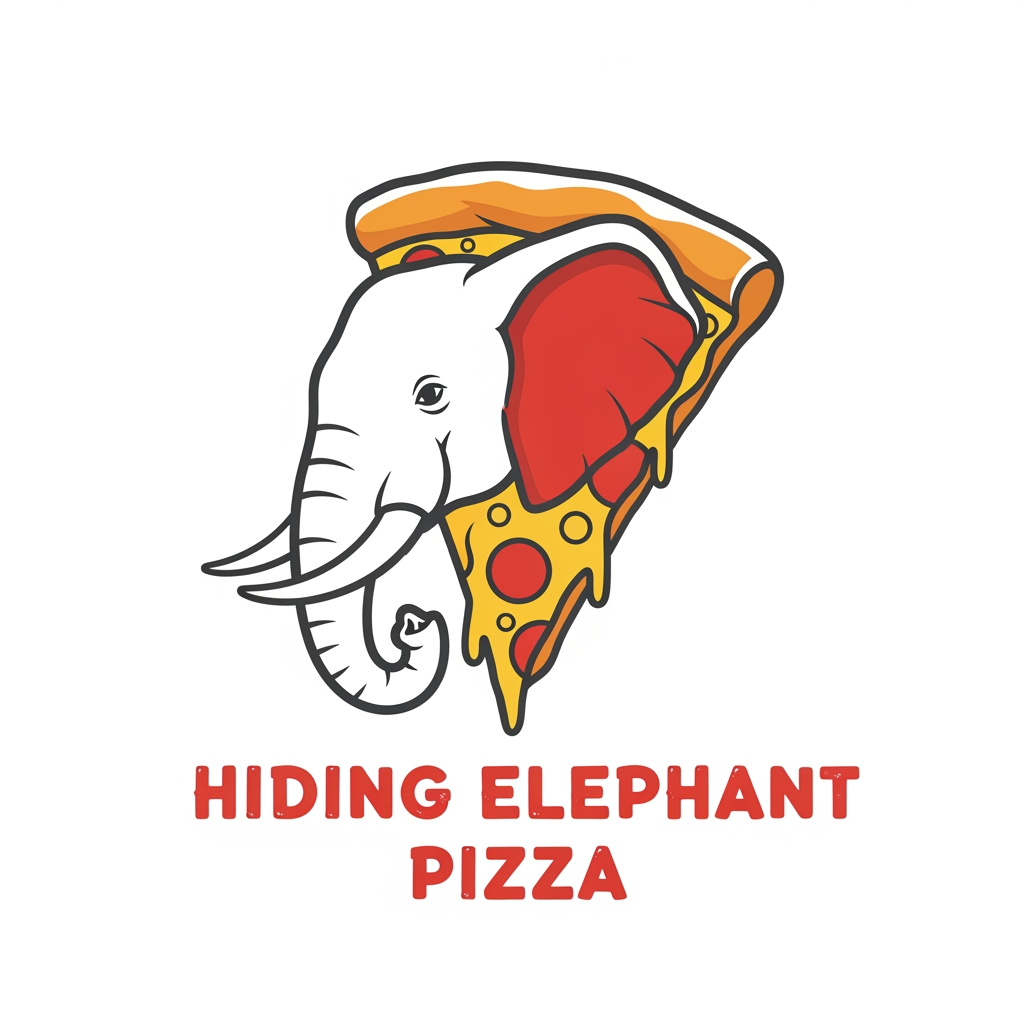 AI Design for a logo for pizzas, just like the one in hiding elephnat