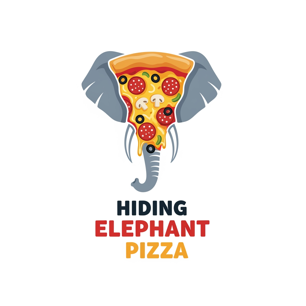 AI Design for a logo for pizzas, just like the one in hiding elephnat