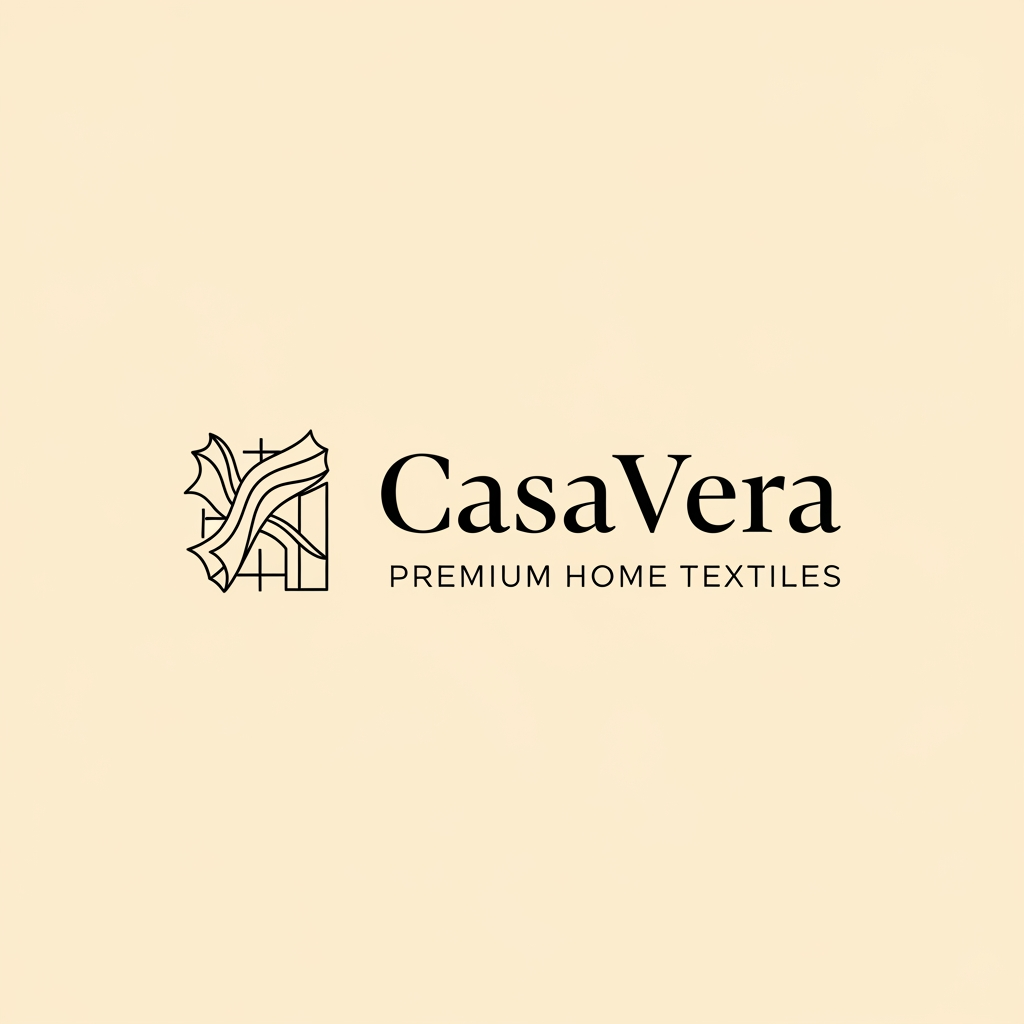 AI Design for Act as the Creative Director of Pentagram, Collins, or Landor, designing a premium brand identity for a long-term client.
Design ONE iconic combination logo for a premium home furnishing and interior textile brand named "CasaVera."
Brand Position:
CasaVera specializes in premium curtains, upholstery fabrics, sofa fabrics, and interior textiles for both retail and wholesale customers. The brand should feel established, sophisticated, warm, and timeless.
Creative Goal:
Create one distinctive logo where the symbol and typography are designed as a single visual identity, not as two separate elements.
The symbol should be positioned to the left of the CasaVera wordmark and should feel naturally connected through similar proportions, geometry, and visual rhythm.
The symbol must be abstract and memorable, inspired by the graceful movement of folded fabric, architectural forms, and interior spaces. It should communicate craftsmanship, warmth, elegance, and premium quality without literally depicting a house, curtain, sofa, roof, furniture, window, leaf, flower, or fabric roll.
The icon should be simple enough to be embroidered on fabric labels, embossed on packaging, engraved on signage, and used as a standalone brand mark.
Typography:
Use a bespoke high-contrast serif wordmark with refined European proportions. The typography should feel custom drawn rather than based on an existing font. Introduce subtle optical refinements and elegant spacing so the symbol and typography feel like they belong to the same design family.
Below the wordmark, place the tagline:
PREMIUM HOME TEXTILES
using a refined uppercase serif with generous letter spacing.
Visual Style:
Modern European
Quiet Luxury
Architectural
Minimal
Timeless
Premium
Elegant
Balanced
Crafted
Color:
Black logo on a warm ivory background (#F5F2EC).
Presentation:
Present only ONE finished logo centered on the artboard with generous white space, like the final approved concept from a premium international branding agency.
Avoid:
Generic AI logos
Clipart
Stock icons
Literal home symbols
Monograms
Decorative flourishes
Gradients
Gold effects
Shadows
Textures
3D rendering
Mockups
The final result should look like a logo that is immediately ready for client approval and capable of becoming the long-term identity of an international premium home textile brand.