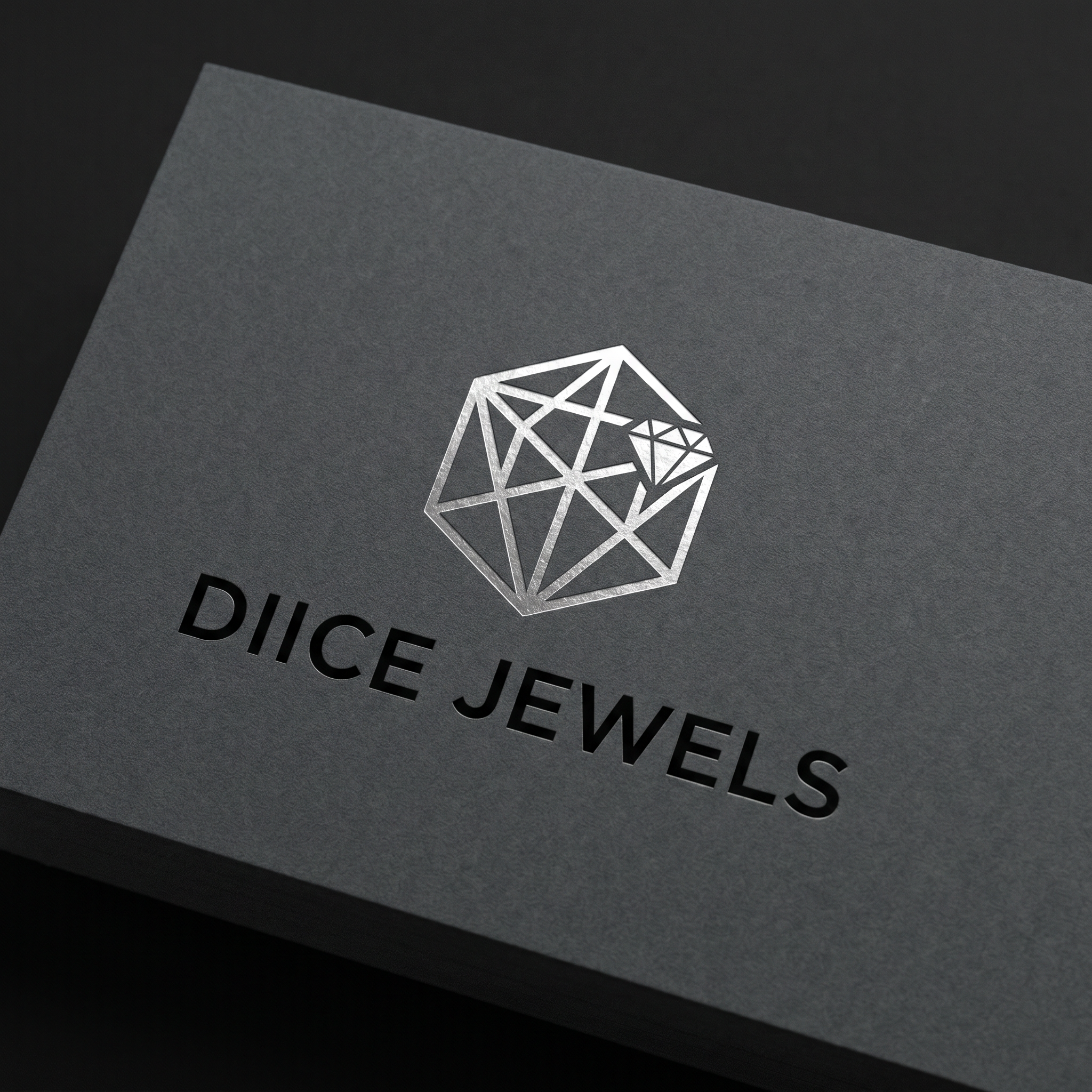 AI Design for create a minimilastic premium logo inspired from dice for a diamond jewelery brand called diice jewels which should be simple and easy to connect with audience eye catchy