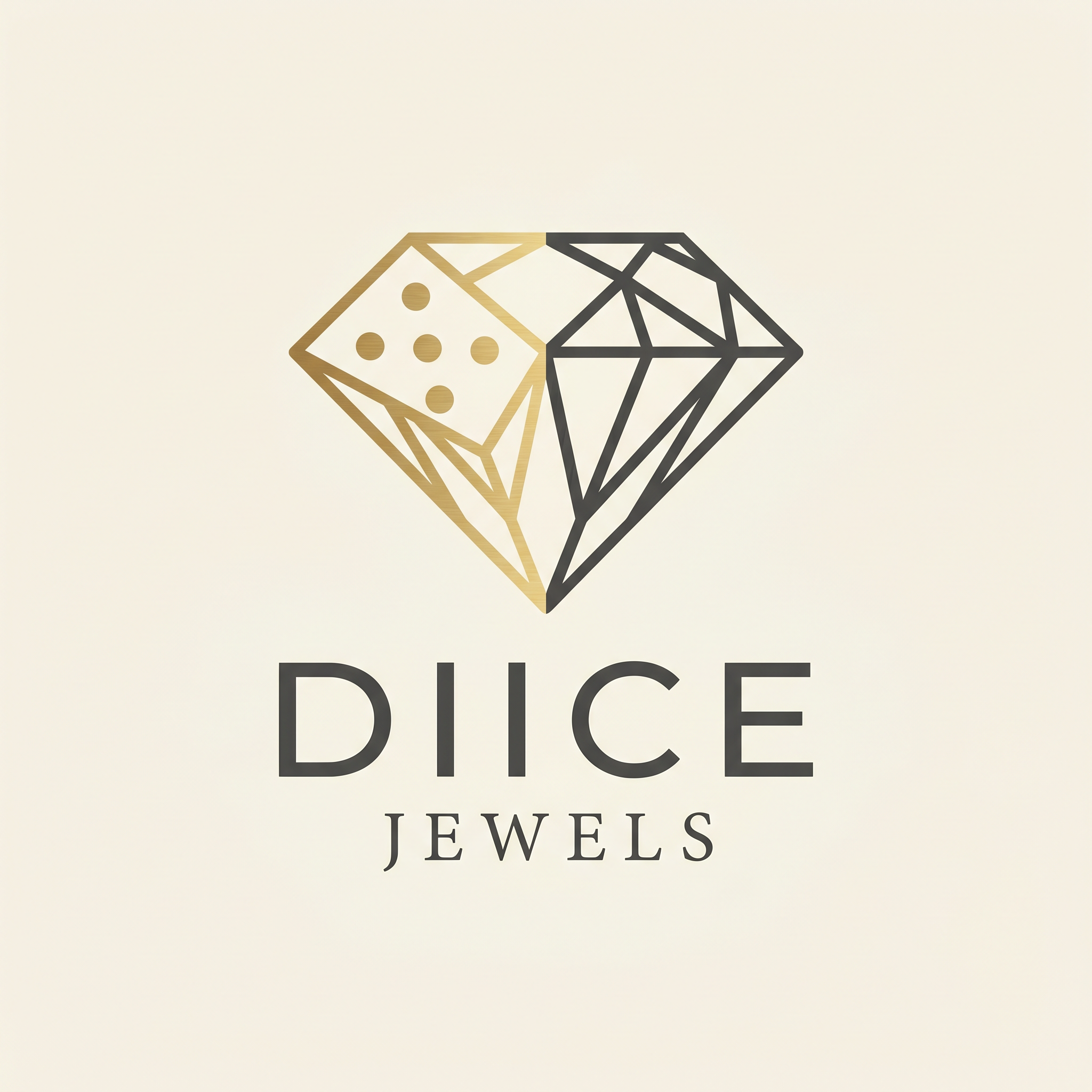AI Design for create a minimilastic premium logo inspired from dice for a diamond jewelery brand called diice jewels which should be simple and easy to connect with audience eye catchy