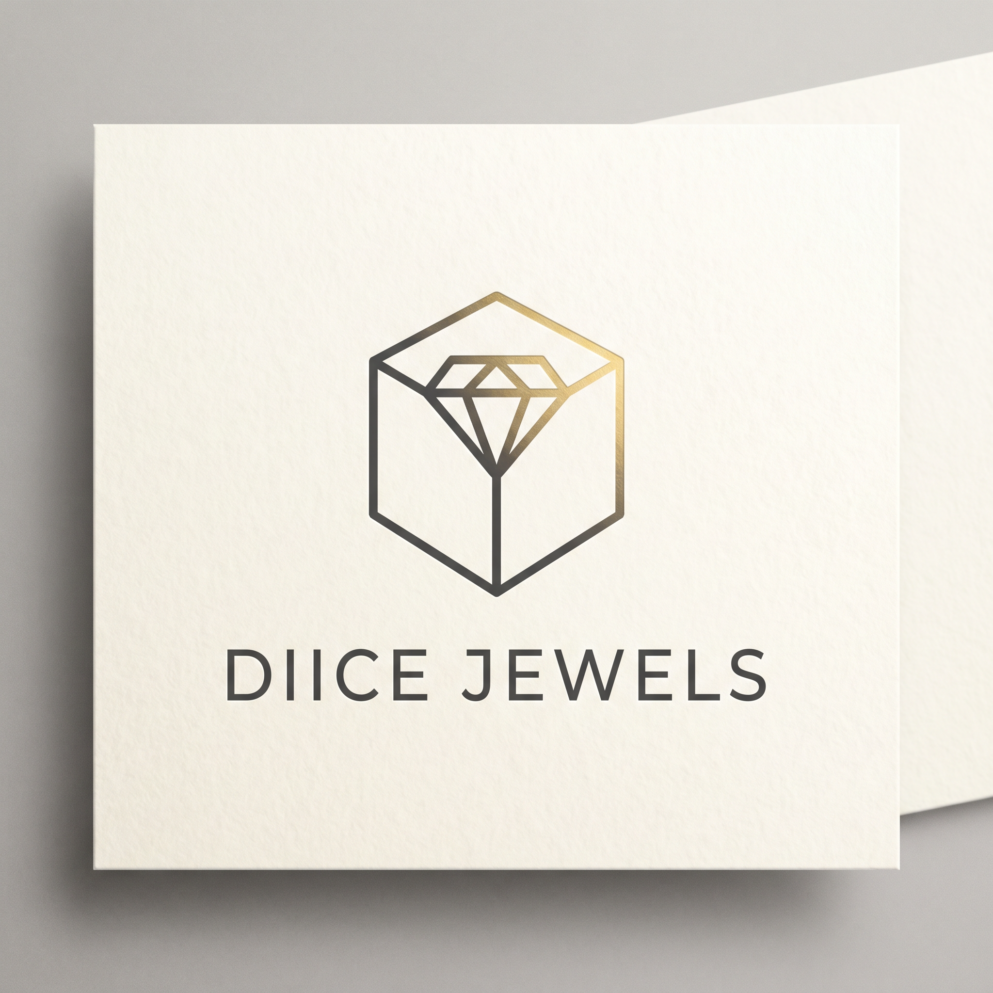 AI Design for create a minimilastic premium logo inspired from dice for a diamond jewelery brand called diice jewels which should be simple and easy to connect with audience eye catchy