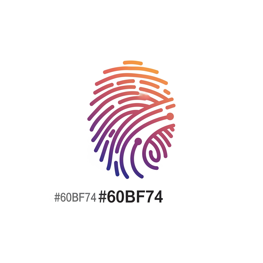 AI Design for The fingerprint represents the individual, while one selected fingerprint line becomes a continuous path through the mark. The path could contain only 3–4 subtle moments or transitions—not obvious dots and icons. Concept: Every person has a unique health journey, and Healthiya keeps its complete story connected. This combination covers almost everything: personalization, identity, timeline, history, and continuity. Risk: If it looks too much like a real fingerprint, it will communicate authentication or cybersecurity. The mark should use only 3–5 abstract flowing lines.
@Create image
make this logo but using this color combination #60BF74 & #2BB4B7