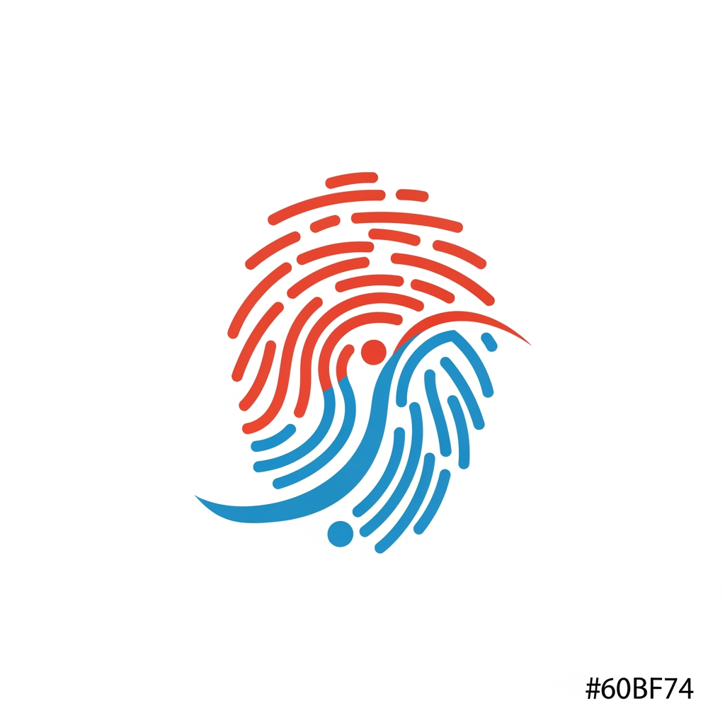 AI Design for The fingerprint represents the individual, while one selected fingerprint line becomes a continuous path through the mark. The path could contain only 3–4 subtle moments or transitions—not obvious dots and icons. Concept: Every person has a unique health journey, and Healthiya keeps its complete story connected. This combination covers almost everything: personalization, identity, timeline, history, and continuity. Risk: If it looks too much like a real fingerprint, it will communicate authentication or cybersecurity. The mark should use only 3–5 abstract flowing lines.
@Create image
make this logo but using this color combination #60BF74 & #2BB4B7