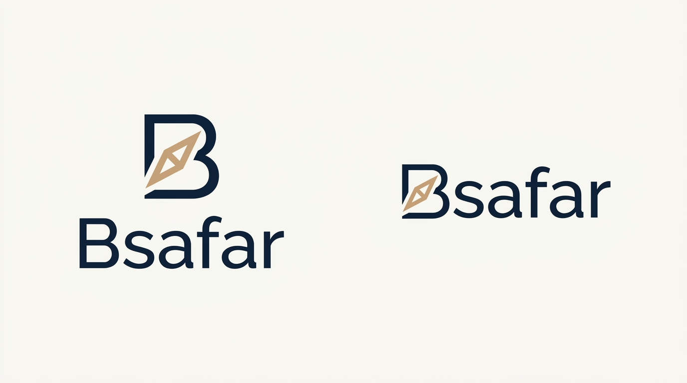 AI Design for Create a premium, minimal, modern logo for a travel essentials brand named “Bsafar”.
Brand meaning: Bsafar is a trusted travel companion offering smart travel organizers, bags, passport holders, tech accessories, comfort essentials, travel care products, and travel clothing. The brand should feel reliable, stylish, practical, and travel-friendly.
Logo concept: Combine the letter “B” or “BS” with a subtle travel-inspired symbol such as a compass mark, route line, location pin, folded map, luggage tag, or passport stamp. The symbol should be simple, elegant, and not too literal. Avoid using a generic airplane icon unless it is extremely minimal and premium.
Style: luxury minimal, clean vector logo, modern sans-serif typography, balanced spacing, premium brand identity, simple geometric form, high-end travel product brand look.
Color palette: deep navy, warm beige, champagne gold, charcoal black, or off-white. Use only 1–2 premium colors. The logo should work well in both light and dark backgrounds.
Typography: elegant modern sans-serif font, clean letter spacing, slightly rounded but professional. The word “Bsafar” should be readable and memorable.
Mood: premium, trustworthy, smart, minimal, global, travel-ready, elegant.
Output: flat vector logo, no mockup, no 3D effect, no shadows, no complex illustration, no background scene, no extra text except “Bsafar”. Include a clean icon version and a full wordmark version.