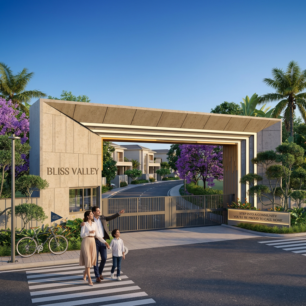AI Design for Visual - Project entrance gateway visual Caption - Step into a community you'll be proud to call home. devlelop thse visual ee visual use chauu
