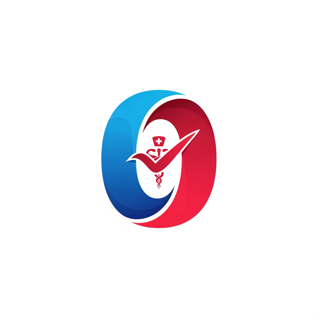 AI Design for genarate an logo for provider/doctor onboarding workflow it can be in blue and red/crimson color