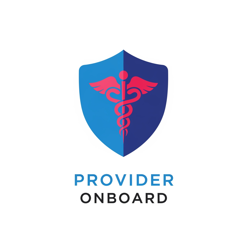 AI Design for genarate an logo for provider/doctor onboarding workflow it can be in blue and red/crimson color