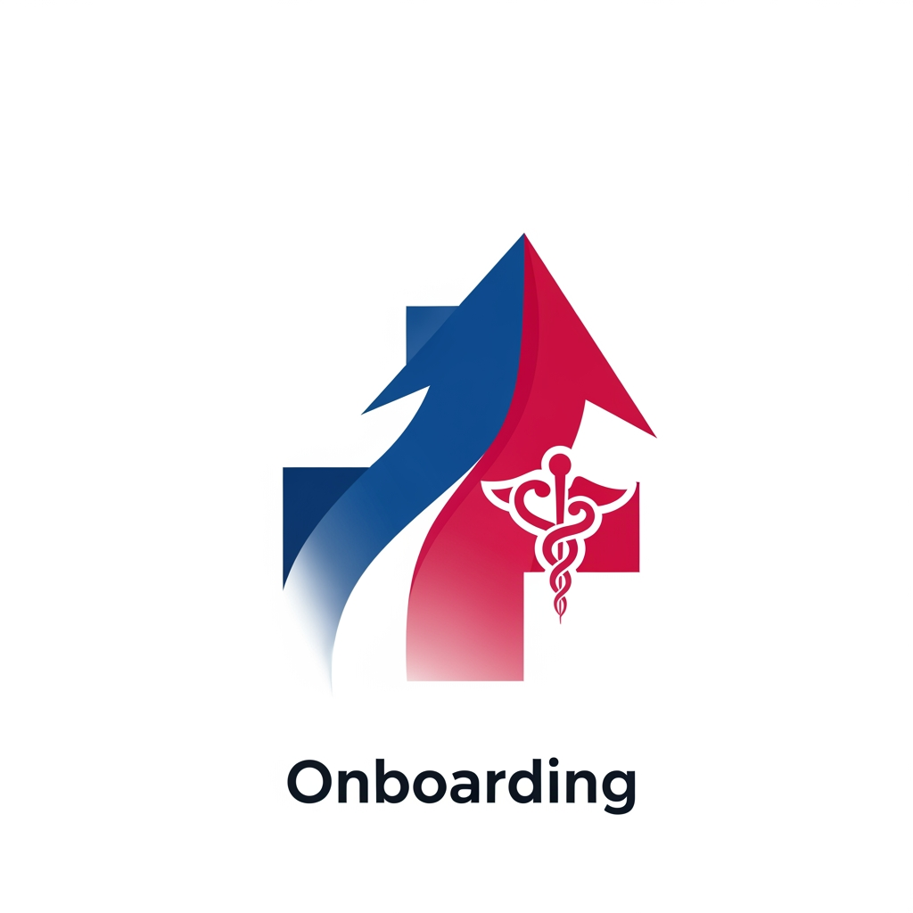 AI Design for genarate an logo for provider/doctor onboarding workflow it can be in blue and red/crimson color