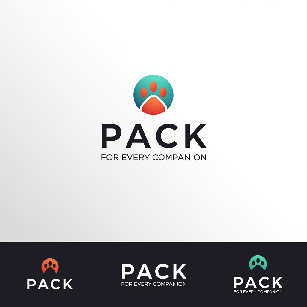 AI Design for Design a modern, professional logo for a brand named “PACK” with the tagline “For Every Companion.”
Brand Context:
PACK is a clean, trustworthy, and scalable brand (likely in the pet/companion ecosystem), so the logo should feel premium, minimal, and reliable, not playful or cartoonish. It should work well for a startup that could grow into a large platform.
Style Direction:
Minimalist, sleek, and highly professional
Inspired by modern tech/startup branding (like health-tech or platform companies)
Avoid clutter, gradients, or overly complex illustrations
Strong emphasis on clarity and brand recall
Typography:
Use a clean, sans-serif font similar to the current PACK branding
Bold or semi-bold weight for “PACK” to make it dominant
Ensure spacing (kerning) is balanced and intentional
The tagline “For Every Companion” should be smaller, lighter, and neatly aligned under or beside the brand name
Color Palette:
Use the same deep green tone as the existing logo (primary brand color)
Background: white or very light neutral
Optional: subtle grayscale tones for variation, but keep it mostly monochromatic
Logo Mark / Icon:
Include a simple, modern icon that complements the name PACK
Ideas to explore (keep subtle, not literal or cartoonish):
Abstract representation of connection, care, or grouping (“pack”)
Minimal pet/companion symbolism (very refined, not obvious)
Geometric or rounded-square icon similar to app branding
Icon should work both:
As part of the full logo
As a standalone app icon / favicon
Layout Variations:
Generate 2–3 variations:
Horizontal layout (icon + PACK + tagline)
Stacked layout (icon above, text below)
App-style icon version (just symbol + “P” or abstract mark)
Overall Feel:
Confident, calm, and premium
Should look like a funded startup’s logo, not a school project
Something that would fit naturally alongside brands like health-tech or platform companies
Output Requirements:
High-resolution
Clean edges, vector-style
Balanced spacing and alignment
White background