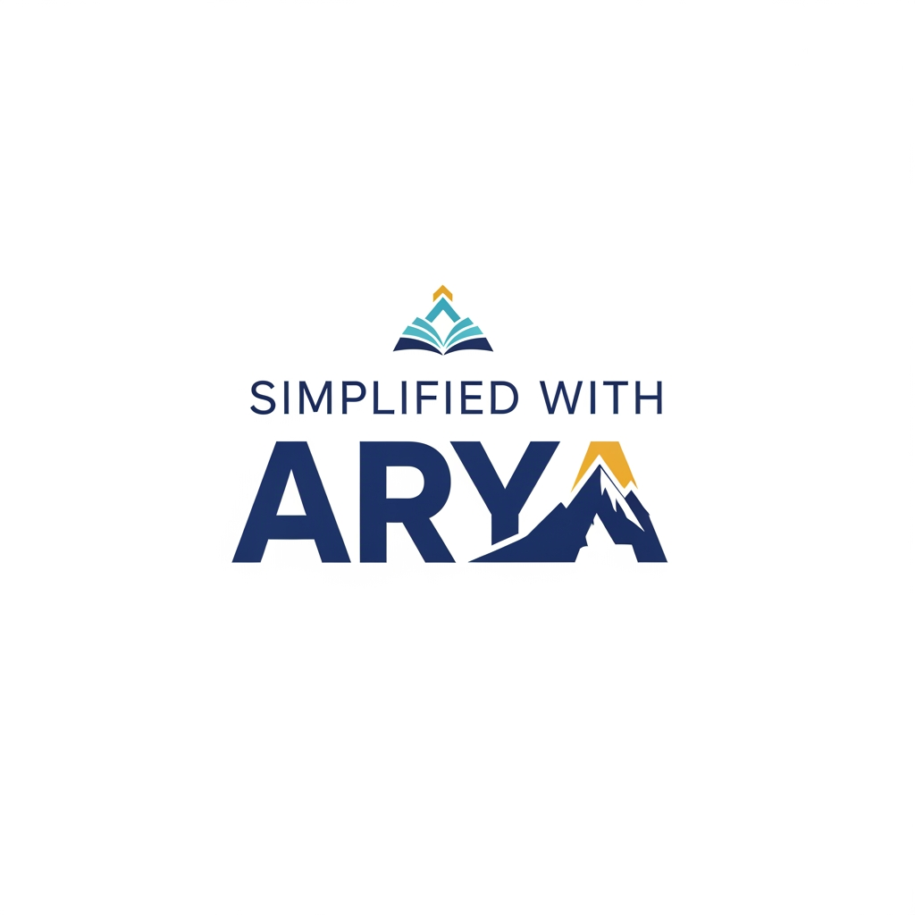 AI Design for create a alogo with text " Simplified with Arya " it is related to upsc make it simple yet meaningful