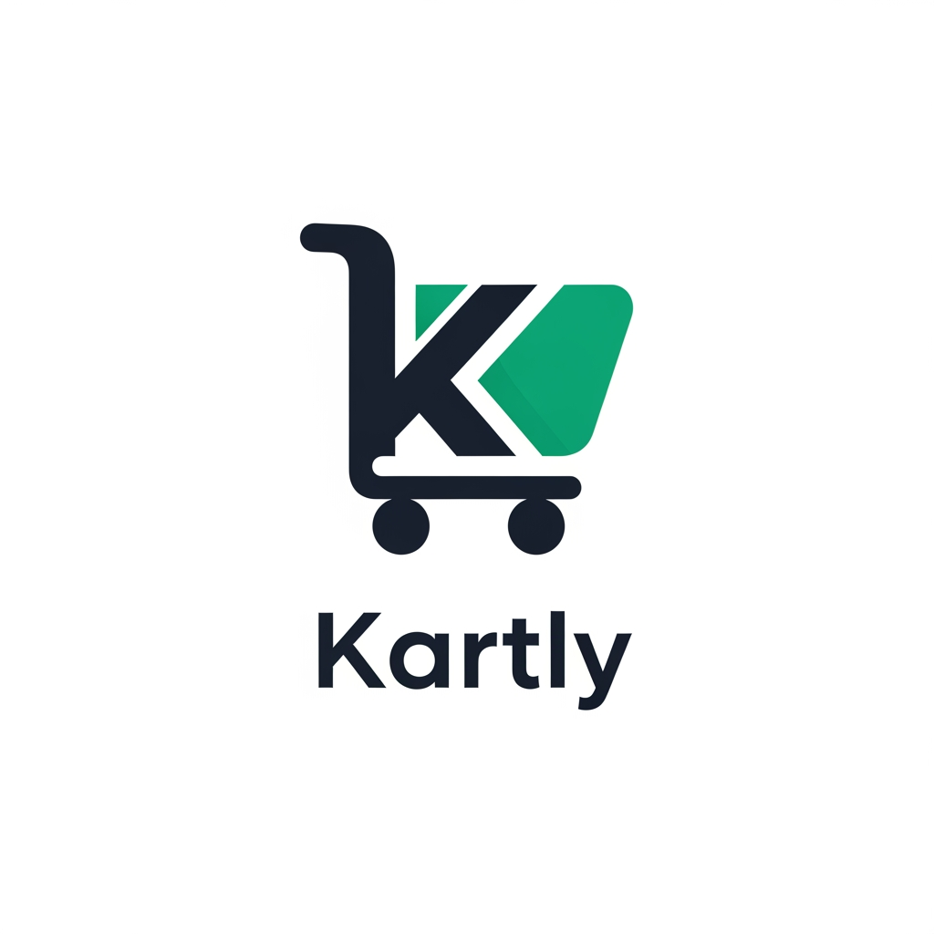 AI Design for Design a modern, premium, minimalist logo for a SaaS company named "Kartly". Kartly is a no-code eCommerce website builder that allows users to visually create, customize, and manage complete online stores without writing any code. Create a clean, memorable icon by combining a shopping cart with the letter "K" or a simple geometric commerce-inspired symbol. Use a flat, professional style with smooth rounded edges, inspired by brands like Shopify, Stripe, Linear, and Vercel. Use an emerald green (#00C875) and dark charcoal (#1F2937) color palette, with a version on a white background and another on a dark background. Choose a modern sans-serif wordmark with excellent readability. The logo should be scalable, recognizable as an app icon, favicon, and website header, and convey trust, innovation, simplicity, and growth. Deliver both icon-only, wordmark-only, and combined horizontal versions in a clean vector style.
