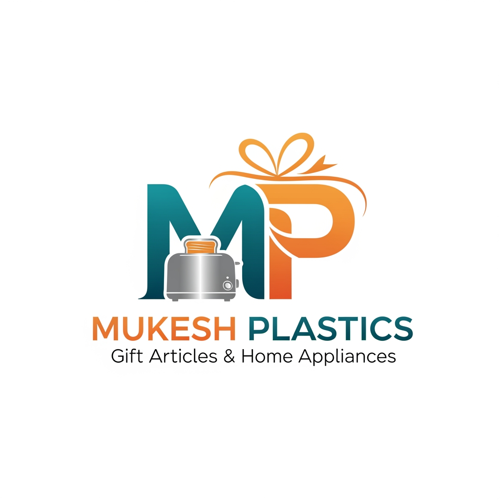 AI Design for Mp is logomain subject is a company based on gift articals and home appliances MP stands for mukesh plastics