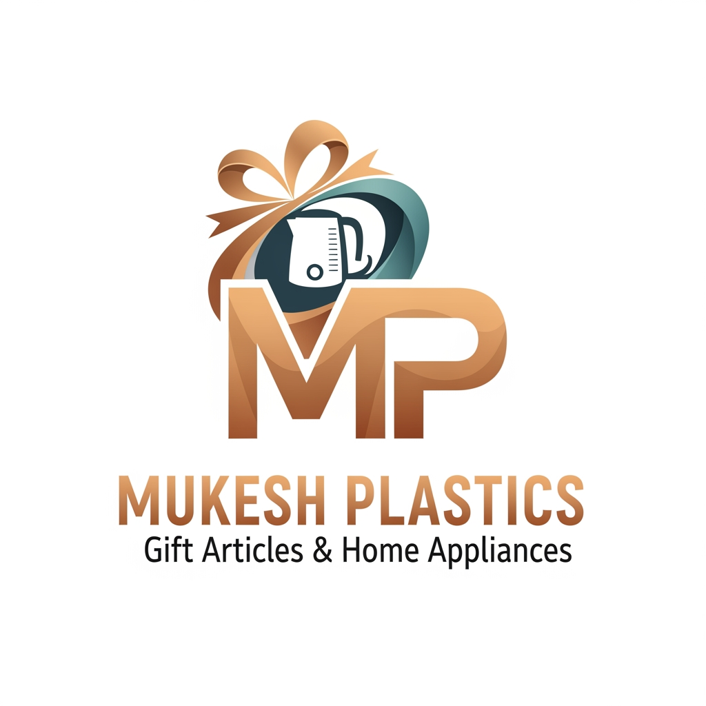 AI Design for Mp is logomain subject is a company based on gift articals and home appliances MP stands for mukesh plastics