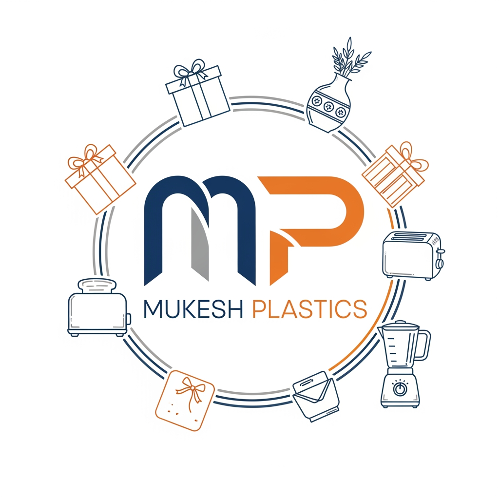 AI Design for Mp is logomain subject is a company based on gift articals and home appliances MP stands for mukesh plastics