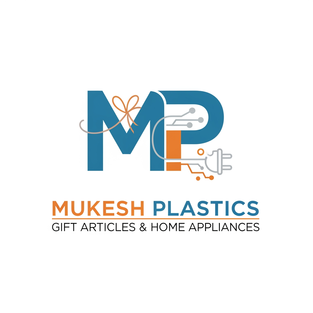 AI Design for Mp is logomain subject is a company based on gift articals and home appliances MP stands for mukesh plastics