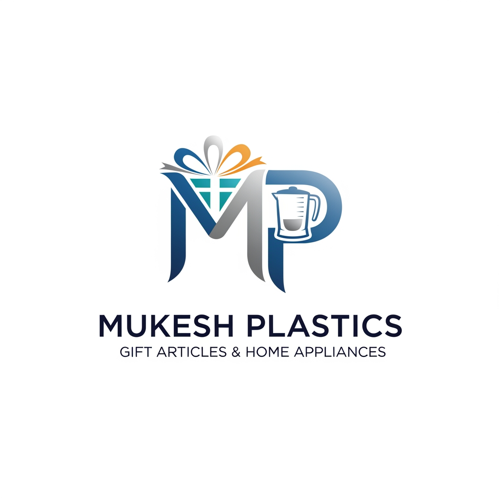 AI Design for Mp is logomain subject is a company based on gift articals and home appliances MP stands for mukesh plastics
