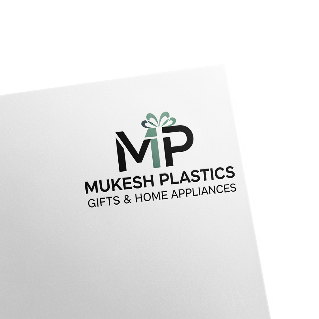 AI Design for Mp is logomain subject is a company based on gift articals and home appliances MP stands for mukesh plastics