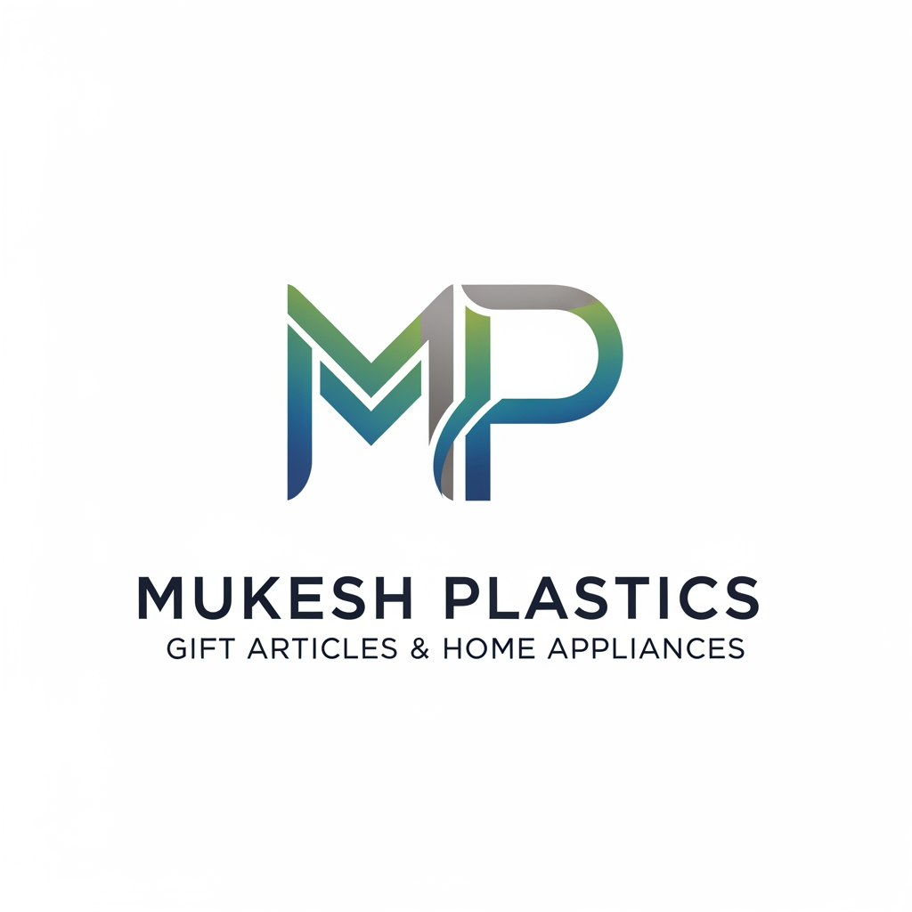 AI Design for Mp is logomain subject is a company based on gift articals and home appliances MP stands for mukesh plastics
