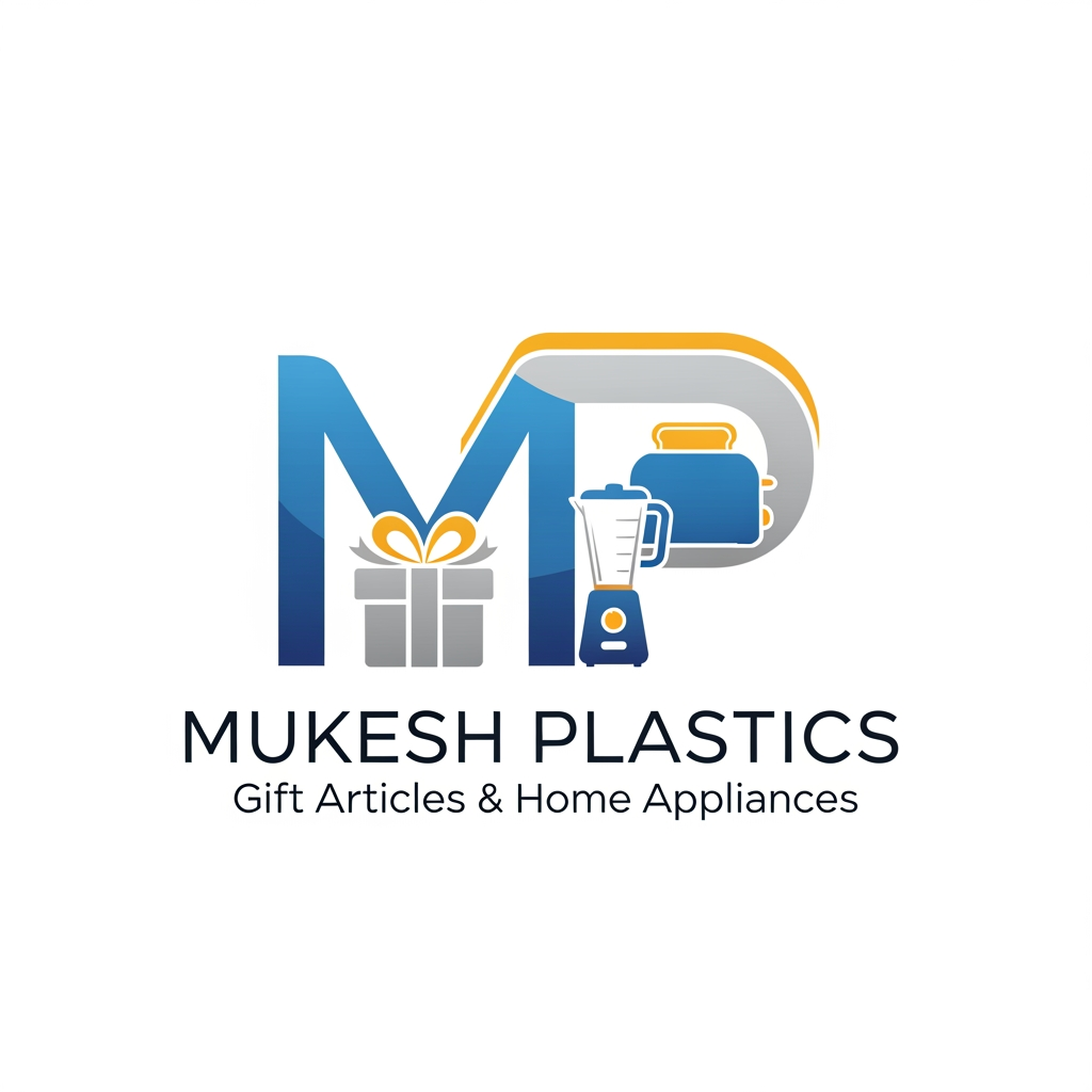 AI Design for Mp is logomain subject is a company based on gift articals and home appliances MP stands for mukesh plastics