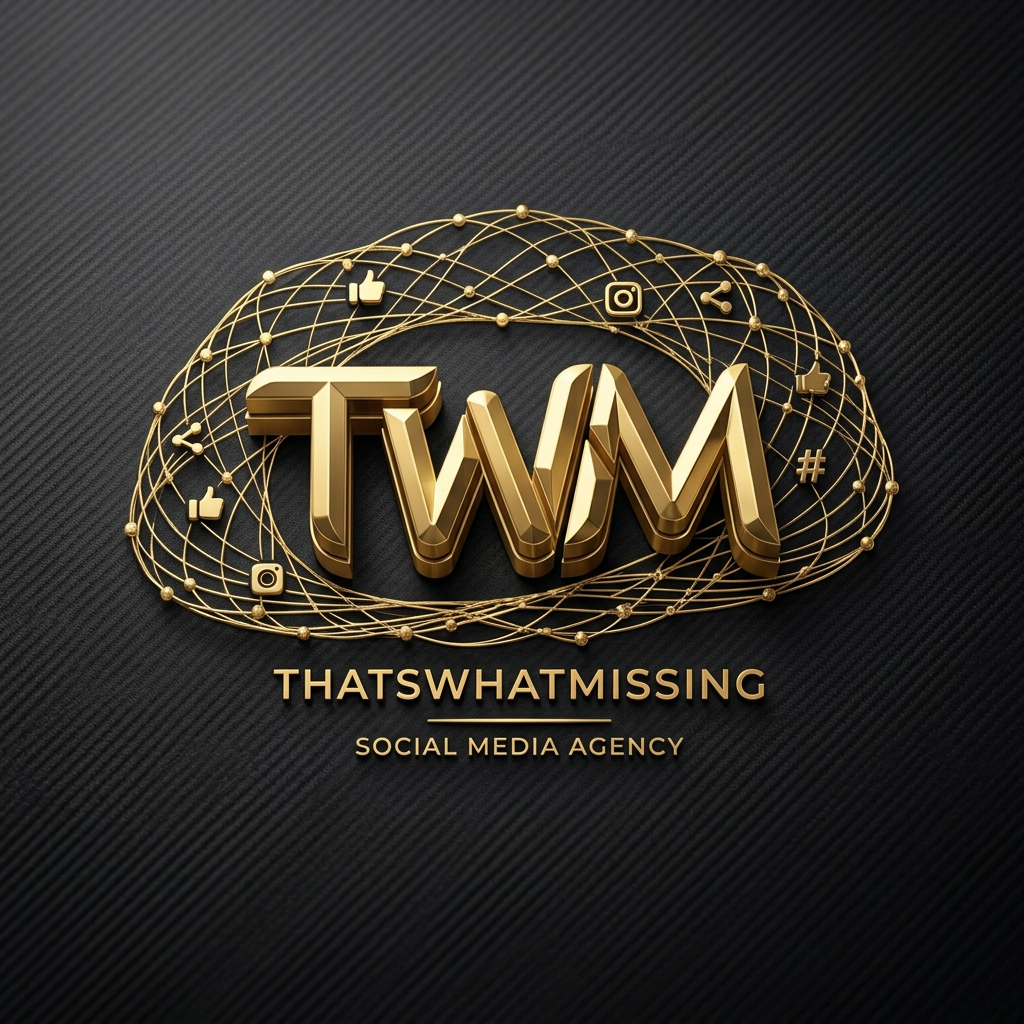 AI Design for I WANTED TO CREATE A LOGO FOR MY COMPANY CALLED AS TWM - ThatsWhatMissing its basically a social media agency brand no i wanted in black and gold
