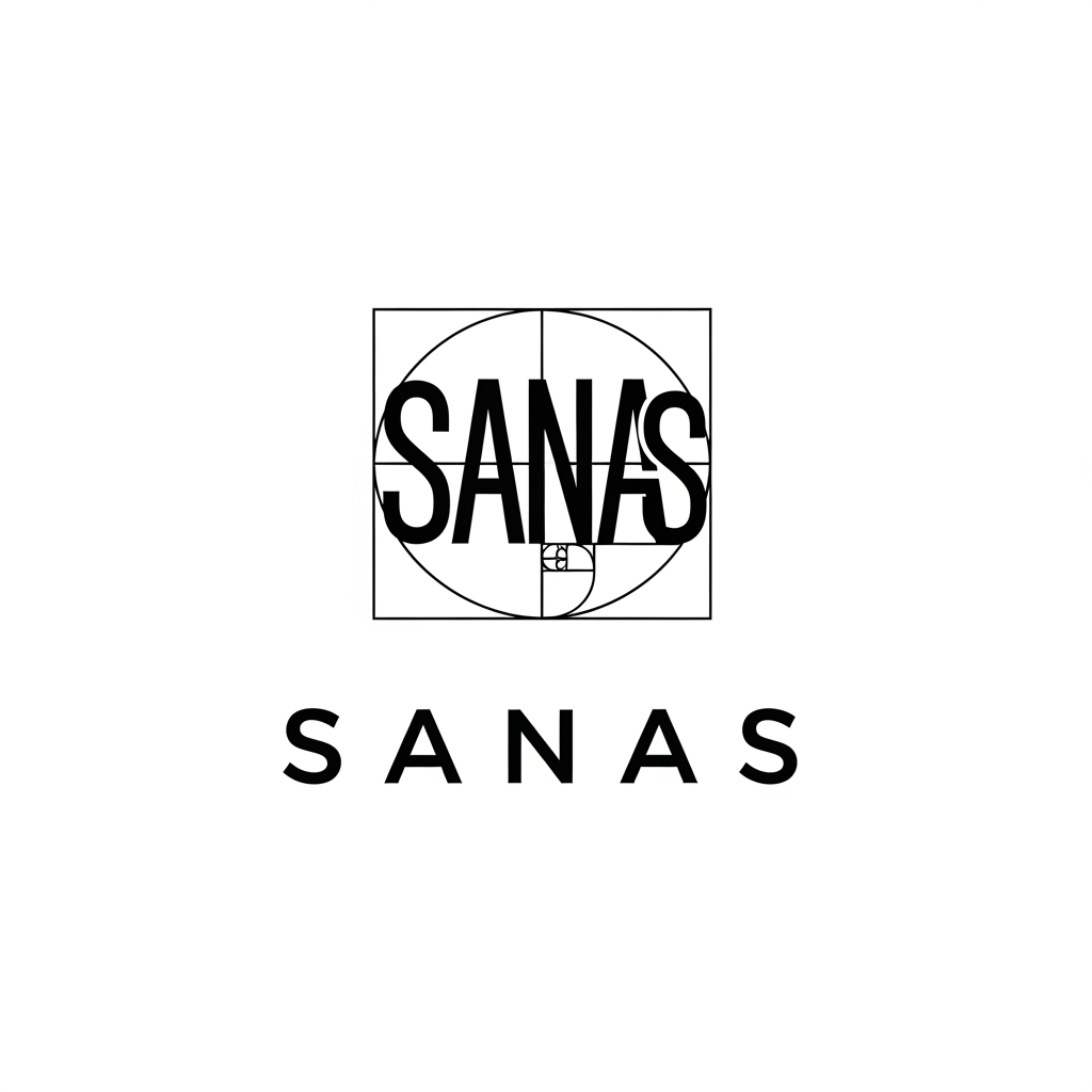 AI Design for Design a luxury corporate logo for SANAS using golden ratio proportions.
The logo should look handcrafted with mathematical precision.
Style:
Swiss minimalism
Golden ratio
Grid-based
Monogram
Modern luxury
Flat vector
Create a symbol that could become an internationally recognizable corporate identity.
Avoid all clichés.
Black & White only.