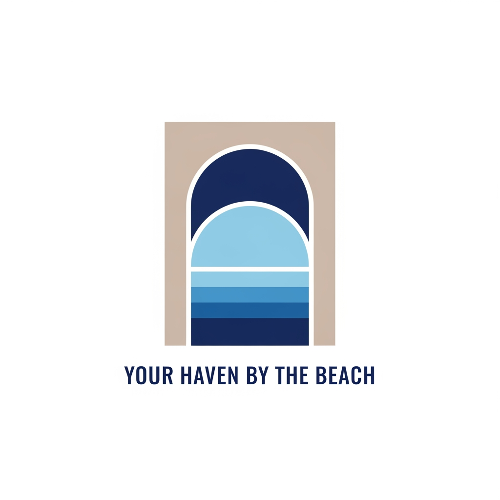 AI Design for Create a minimal architectural emblem inspired by a doorway opening directly toward the ocean horizon. The symbol should communicate arrival, escape, and serenity through simple geometric forms. Avoid drawing a literal door or beach.
Tagline: Your Haven by the Beach.