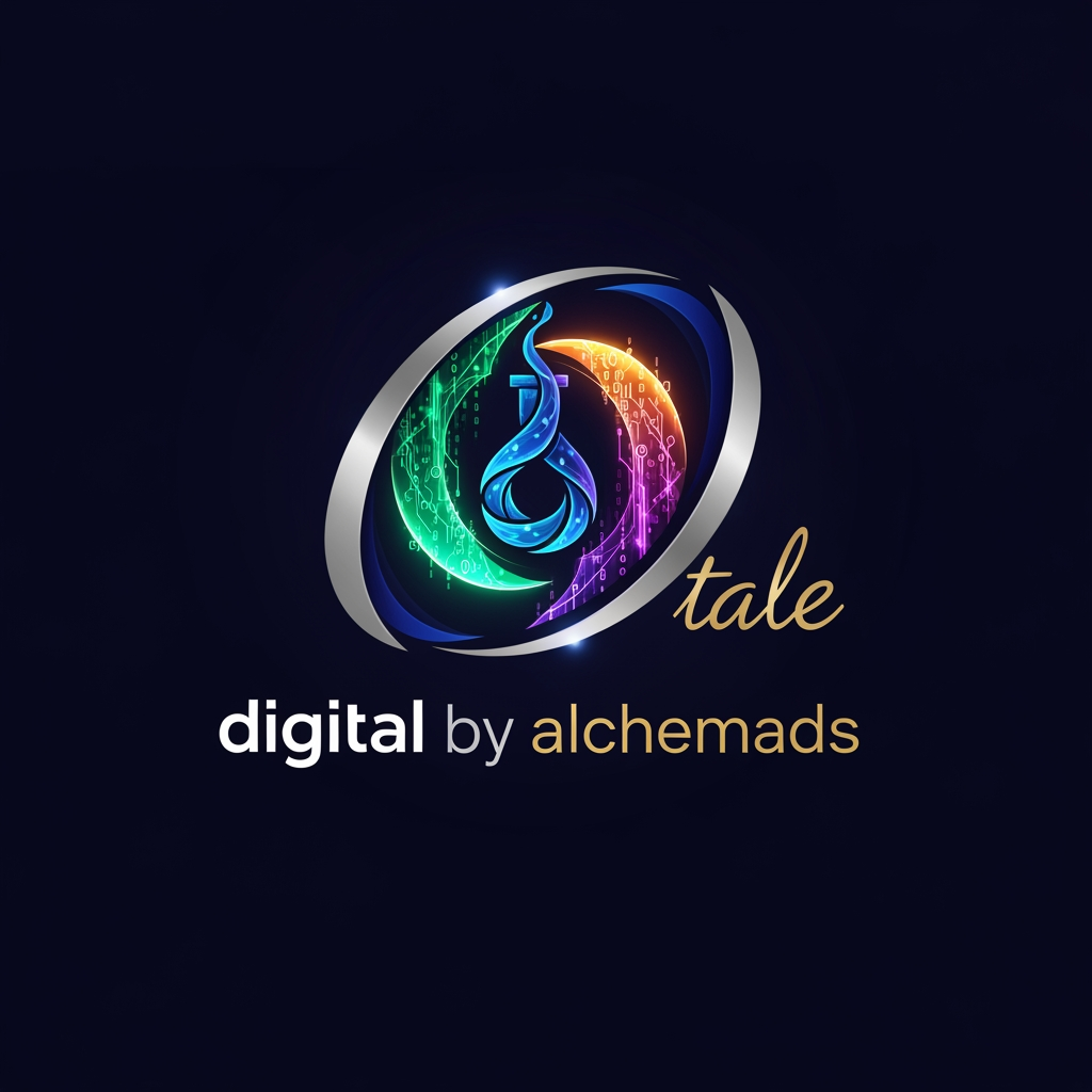 AI Design for my instagram acounts name is digital by alchemads give me a loggo but it should be an attractive one with a tale design