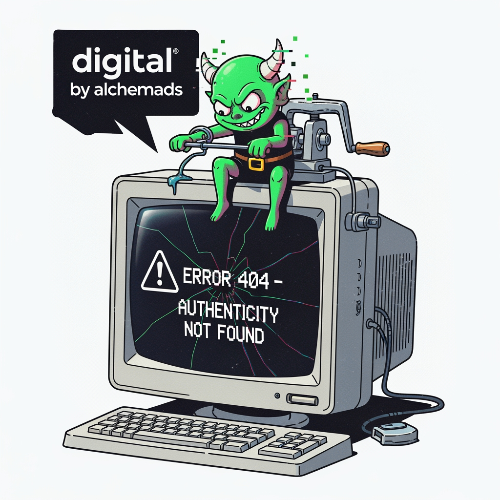 AI Design for my instagram acounts name is digital by alchemads give me a loggo that is actually a sarcastic one