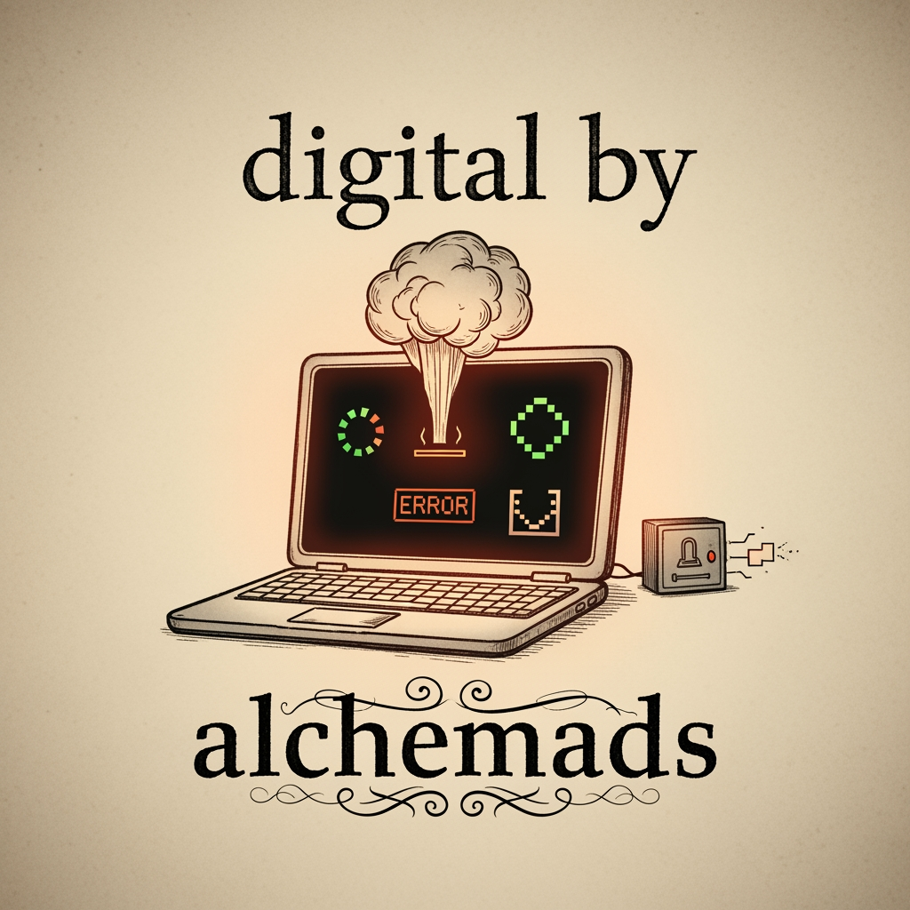 AI Design for my instagram acounts name is digital by alchemads give me a loggo that is actually a sarcastic one