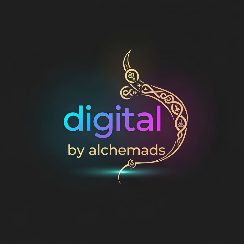 AI Design for my instagram acounts name is digital by alchemads give me a loggo but it should be an attractive one with a tale design