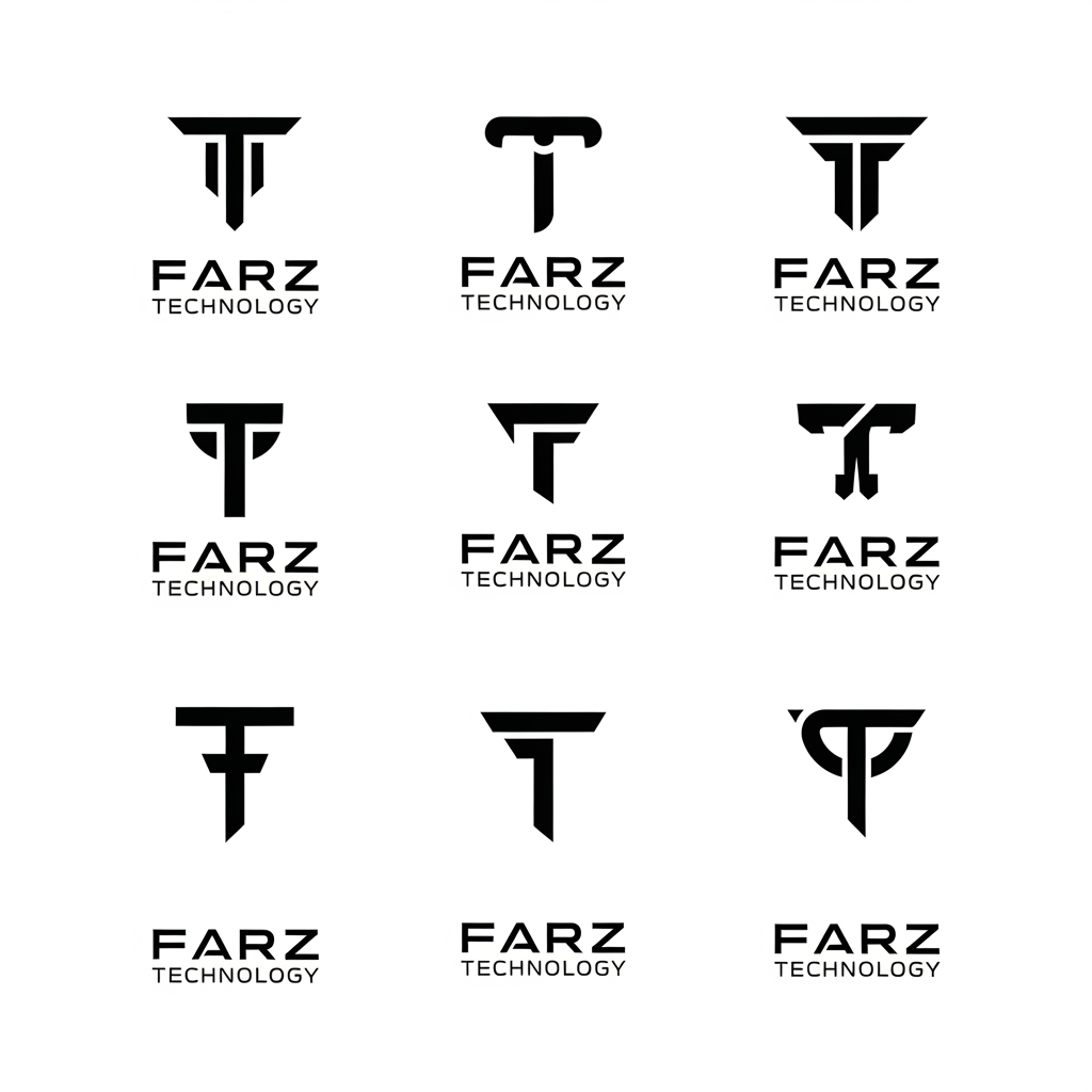 AI Design for Design a premium, minimalist black logo for "Farz Technology" on a pure white background. Use ONLY the letter "T" as the primary icon. Do not include the letter "F" or any other alphabet, initials, or monograms.
Transform the letter "T" into a unique, iconic symbol using smooth geometric shapes, rounded corners, balanced proportions, and subtle negative space. The "T" should be stylized enough to feel like a standalone brand mark while remaining recognizable.
Avoid sharp angles, racing-style cuts, gaming aesthetics, cyberpunk elements, spikes, italics, or aggressive shapes. The design should feel sturdy, elegant, premium, and timeless.
Use a modern geometric sans-serif font for the text "Farz Technology" (similar to Circular, Inter, SF Pro, or Söhne). Keep the typography clean, balanced, and highly readable.
The icon should be simple enough to work as a favicon, mobile app icon, website logo, and software branding.
Use black only on a pure white background. Flat vector design with no gradients, shadows, 3D effects, textures, or glowing elements.
The final result should resemble the branding quality of companies like Vercel, Notion, Stripe, OpenAI, or Linear—minimal, memorable, and instantly recognizable.
Generate 10 distinct concepts with different "T" styles, focusing on originality rather than template-based logo designs.