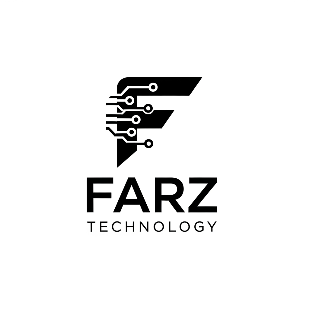 AI Design for Make the black color logo of the "Farz Technology" which is a it sector