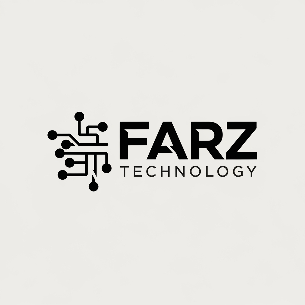 AI Design for Make the black color logo of the "Farz Technology" which is a it sector and try with some different font