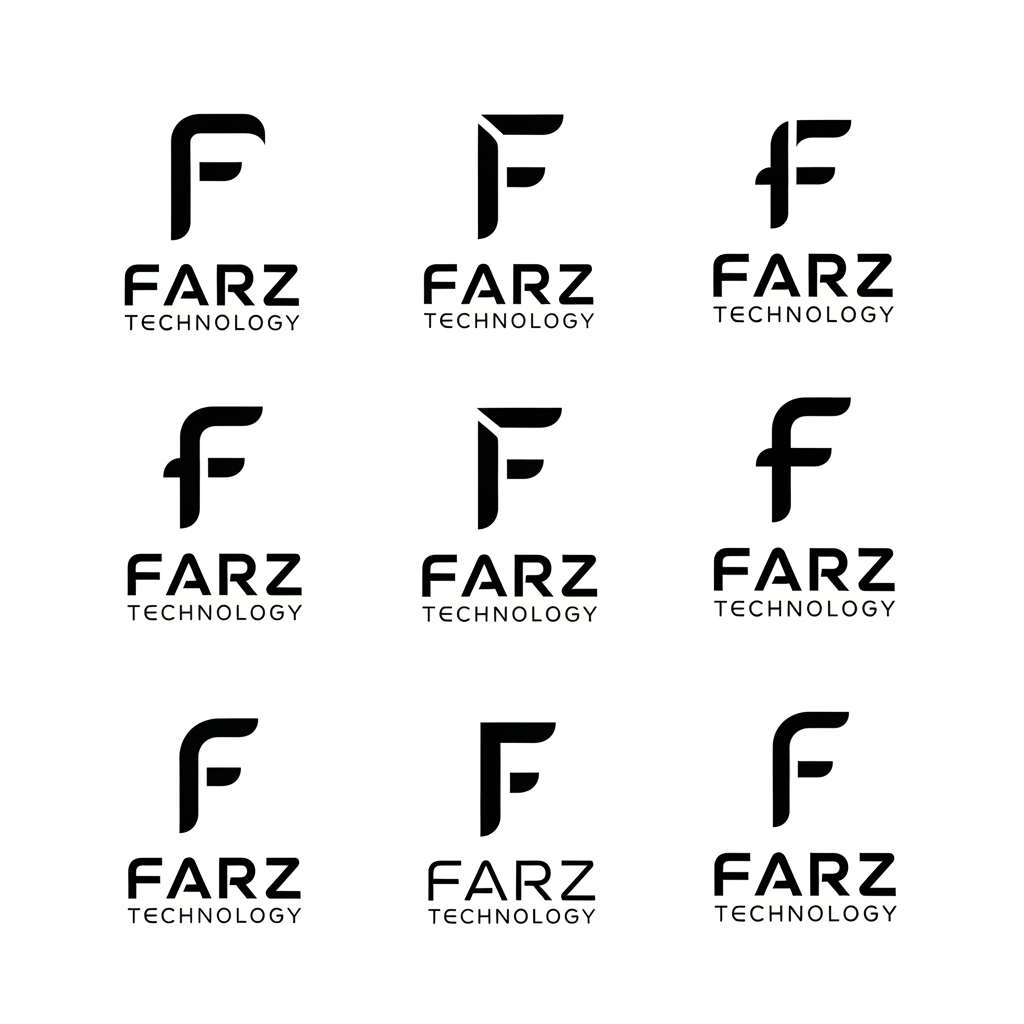 AI Design for Design a premium black logo for "Farz Technology" on a pure white background. Use only the letter "F" as the icon. Do not combine it with any other letter, hidden initials, or monograms. The "F" should be custom-designed from scratch, not typed from an existing font.
Create a unique, minimalist, and iconic "F" using smooth curves, rounded corners, balanced geometry, and clean negative space. The letter should feel sturdy, modern, premium, and timeless—not sharp, racing-style, futuristic, gaming, or aggressive. Avoid sharp cuts, spikes, italic slants, fragmented shapes, or overly decorative elements.
The logo should be simple enough to be recognized instantly and memorable enough to stand alone as a brand mark, similar in quality to the logos of Apple, Nike, OpenAI, Notion, Stripe, or Airbnb. Focus on elegance, simplicity, and originality rather than complexity.
Place the custom "F" icon above the text "Farz Technology." Use a modern geometric sans-serif typeface with rounded edges (similar to Circular, Söhne, Inter, SF Pro, or Avenir Next). The typography should be clean, balanced, and professional.
Use only solid black on a pure white background. Flat vector style. No gradients, shadows, 3D effects, textures, circuit patterns, AI symbols, globes, hexagons, arrows, or generic tech icons.
The final logo should look like it was designed by a top branding agency—minimal, luxurious, scalable, and suitable for a global software, AI, and technology company. Generate 8–12 completely different custom "F" concepts instead of font variations.