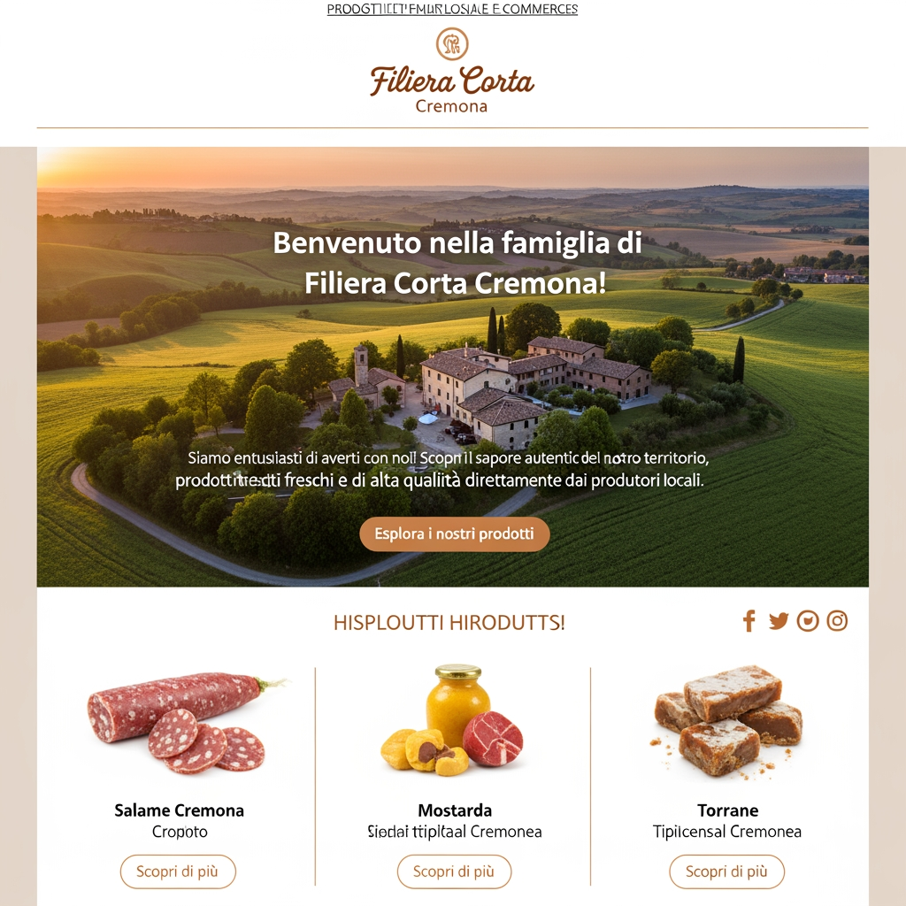 AI Design for create a welcome email for an ecommerce https://filieracortacremona.it/tutti-i-prodotti/