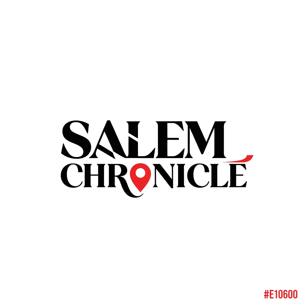 AI Design for Create a bold, iconic brand identity for "SALEM CHRONICLE" that looks like a premium media company rather than a traditional news logo. The design should be typography-driven with a custom wordmark that is unique, sharp, and instantly recognizable. Think of the confidence of fashion brands mixed with modern editorial magazines. Use bold uppercase lettering with custom cuts, extended letterforms, balanced spacing, and subtle geometric details. Integrate one distinctive element into the typography, such as a hidden location pin, directional arrow, or signal line, without making it obvious. The logo must feel expensive, modern, and unforgettable. Use only black, white, and one accent color (#E10600 red or royal blue). Flat vector style, no icons, no newspaper graphics, no microphones, no globes, no city skyline, no gradients, no shadows, no 3D, no mockups. The final result should look like a premium global media brand that people immediately recognize on Instagram..