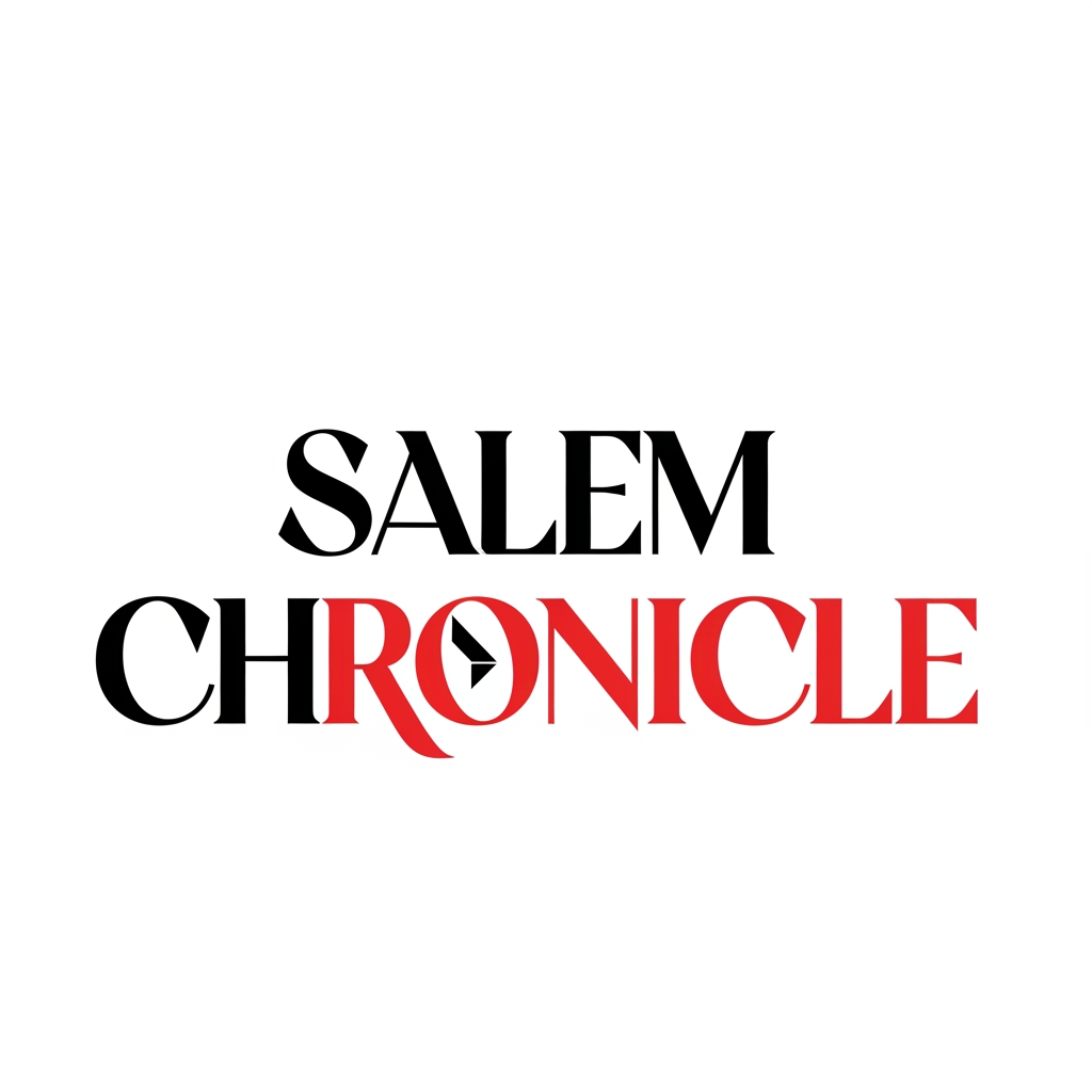 AI Design for Create a bold, iconic brand identity for "SALEM CHRONICLE" that looks like a premium media company rather than a traditional news logo. The design should be typography-driven with a custom wordmark that is unique, sharp, and instantly recognizable. Think of the confidence of fashion brands mixed with modern editorial magazines. Use bold uppercase lettering with custom cuts, extended letterforms, balanced spacing, and subtle geometric details. Integrate one distinctive element into the typography, such as a hidden location pin, directional arrow, or signal line, without making it obvious. The logo must feel expensive, modern, and unforgettable. Use only black, white, and one accent color (#E10600 red or royal blue). Flat vector style, no icons, no newspaper graphics, no microphones, no globes, no city skyline, no gradients, no shadows, no 3D, no mockups. The final result should look like a premium global media brand that people immediately recognize on Instagram..