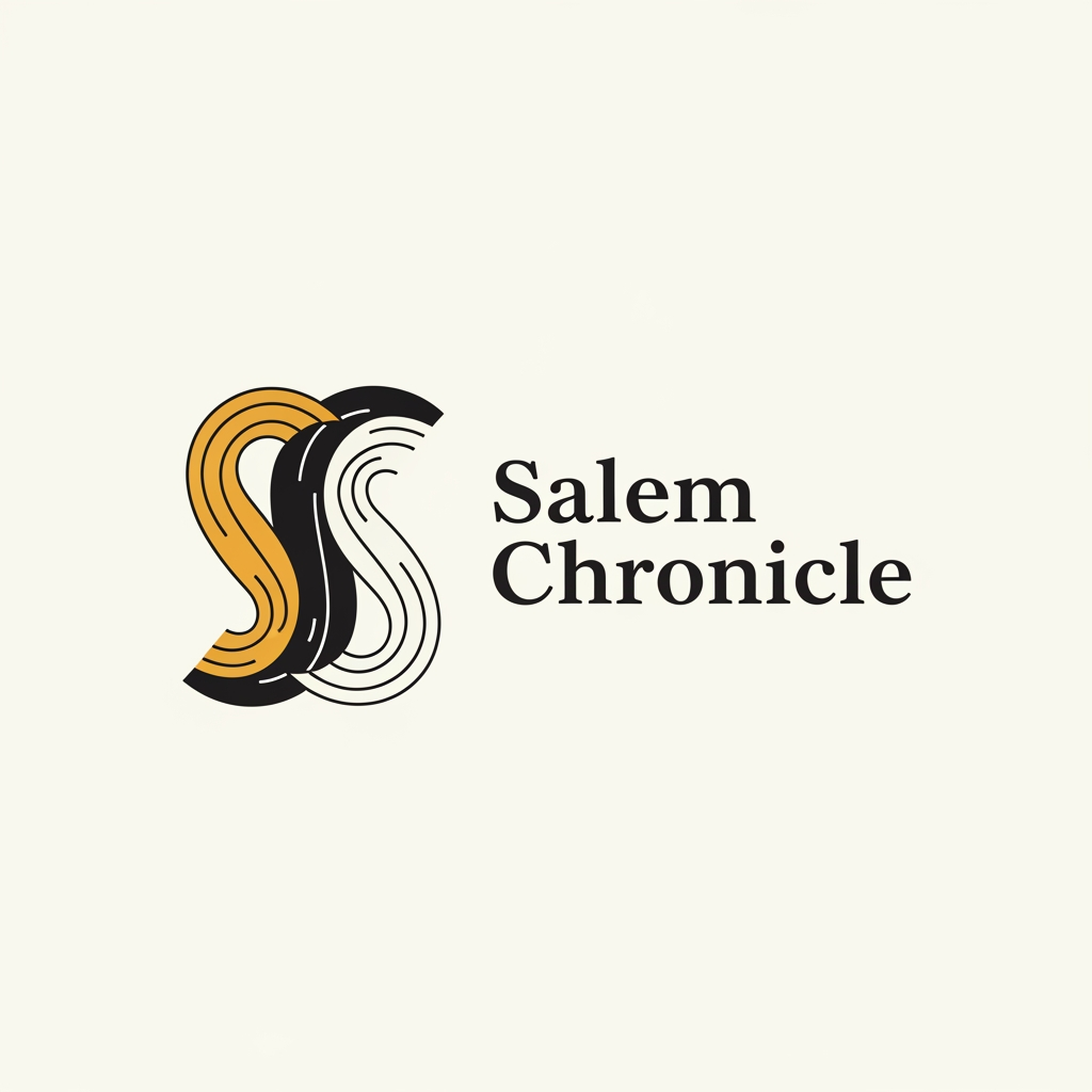 AI Design for Act as an award-winning brand identity designer from Pentagram or Collins. Your task is to create a timeless logo for a modern local media brand called "Salem Chronicle." Do not create a typical news logo. Avoid newspapers, microphones, cameras, globes, TV screens, shields, eagles, or generic location pins. Instead, design a simple, iconic symbol that feels handcrafted, intentional, and instantly memorable. The logo should look as if it was designed by a professional branding agency, not generated by AI. Focus on strong visual balance, clean geometry, thoughtful negative space, and originality. The symbol should be able to stand alone without text and still become recognizable over time. Use a warm golden yellow (#F4C430), charcoal black, and off-white. Pair the symbol with a clean, refined wordmark reading "Salem Chronicle" in a modern grotesk or neo-grotesk typeface with excellent spacing and proportions. The overall identity should feel contemporary, confident, premium, and trustworthy—closer to a lifestyle or technology brand than a traditional newspaper. Flat vector design only. No gradients, no 3D, no shadows, no glow, no stock icons, no clip art, no obvious AI aesthetics, no excessive symmetry, and no overcomplicated details. Leave generous white space and produce a logo that could realistically win a professional branding award.