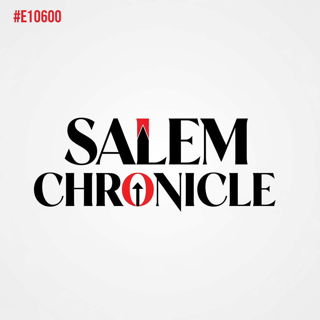 AI Design for Create a bold, iconic brand identity for "SALEM CHRONICLE" that looks like a premium media company rather than a traditional news logo. The design should be typography-driven with a custom wordmark that is unique, sharp, and instantly recognizable. Think of the confidence of fashion brands mixed with modern editorial magazines. Use bold uppercase lettering with custom cuts, extended letterforms, balanced spacing, and subtle geometric details. Integrate one distinctive element into the typography, such as a hidden location pin, directional arrow, or signal line, without making it obvious. The logo must feel expensive, modern, and unforgettable. Use only black, white, and one accent color (#E10600 red or royal blue). Flat vector style, no icons, no newspaper graphics, no microphones, no globes, no city skyline, no gradients, no shadows, no 3D, no mockups. The final result should look like a premium global media brand that people immediately recognize on Instagram..