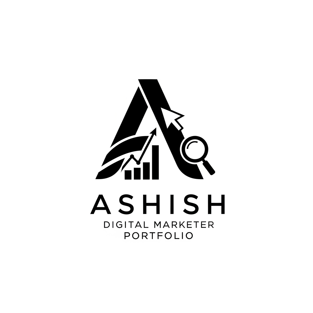 AI Design for iam Ashish a digital marketer i want a logo for my portfolio website ( black and white)