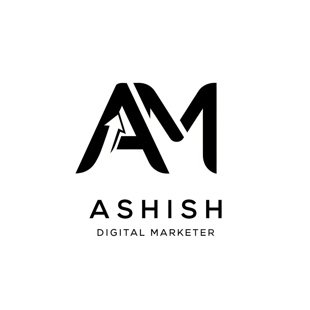 AI Design for iam Ashish a digital marketer i want a logo for my portfolio website ( black and white)