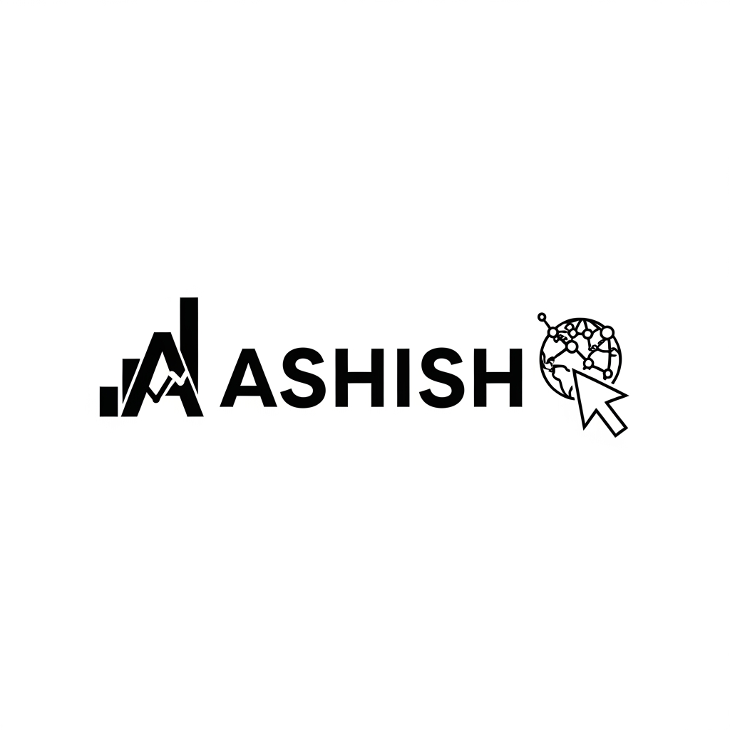 AI Design for iam Ashish a digital marketer i want a logo for my portfolio website ( black and white)