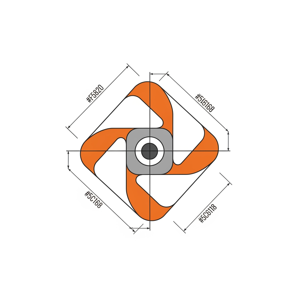 AI Design for Design a premium enterprise symbol for a cybersecurity learning platform using only three identical geometric modules. The logo should communicate learning, awareness, pattern recognition, and intelligent decision-making rather than protection or defense. Build the symbol from three rounded capsules or folded ribbon-like shapes placed on a strict geometric grid with identical dimensions, corner radii, and spacing. Through rotation, offset, overlap, and negative space, the modules should create a distinctive, memorable silhouette without forming a literal object, letter, shield, arrow, book, eye, or lock. The composition should suggest information aligning into clarity, representing the journey from uncertainty to understanding. The mark should feel timeless, minimal, highly scalable, and instantly recognizable, inspired by the design philosophy of Allocate, Linear, Arc, Ramp, Anthropic, and modern AI startups. Use flat vector shapes with orange (#F58220) and neutral gray (#5C6168) on a white background. No gradients, shadows, outlines, textures, or typography. The final symbol should be simple enough to sketch from memory yet sophisticated enough to serve as the identity of a global technology company.