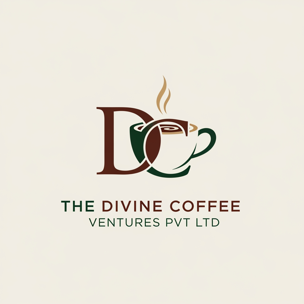 AI Design for THE DIVINE COFFEE VENTURES PVT LTD LOGO WITHOUT CIRCLE IN DESIGN WITH LETEER DC IN DESIGN