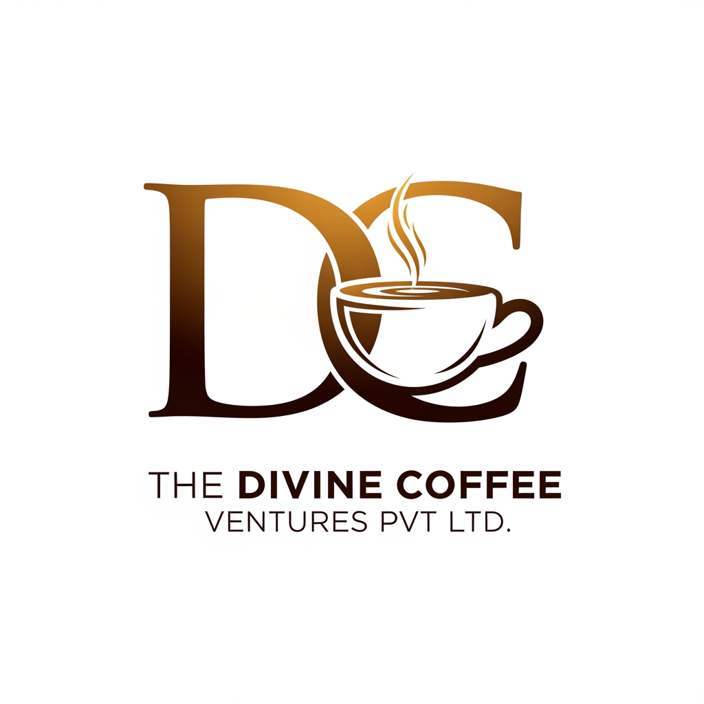 AI Design for THE DIVINE COFFEE VENTURES PVT LTD LOGO WITHOUT CIRCLE IN DESIGN WITH LETEER DC IN DESIGN WITH CUP IN DESIGN