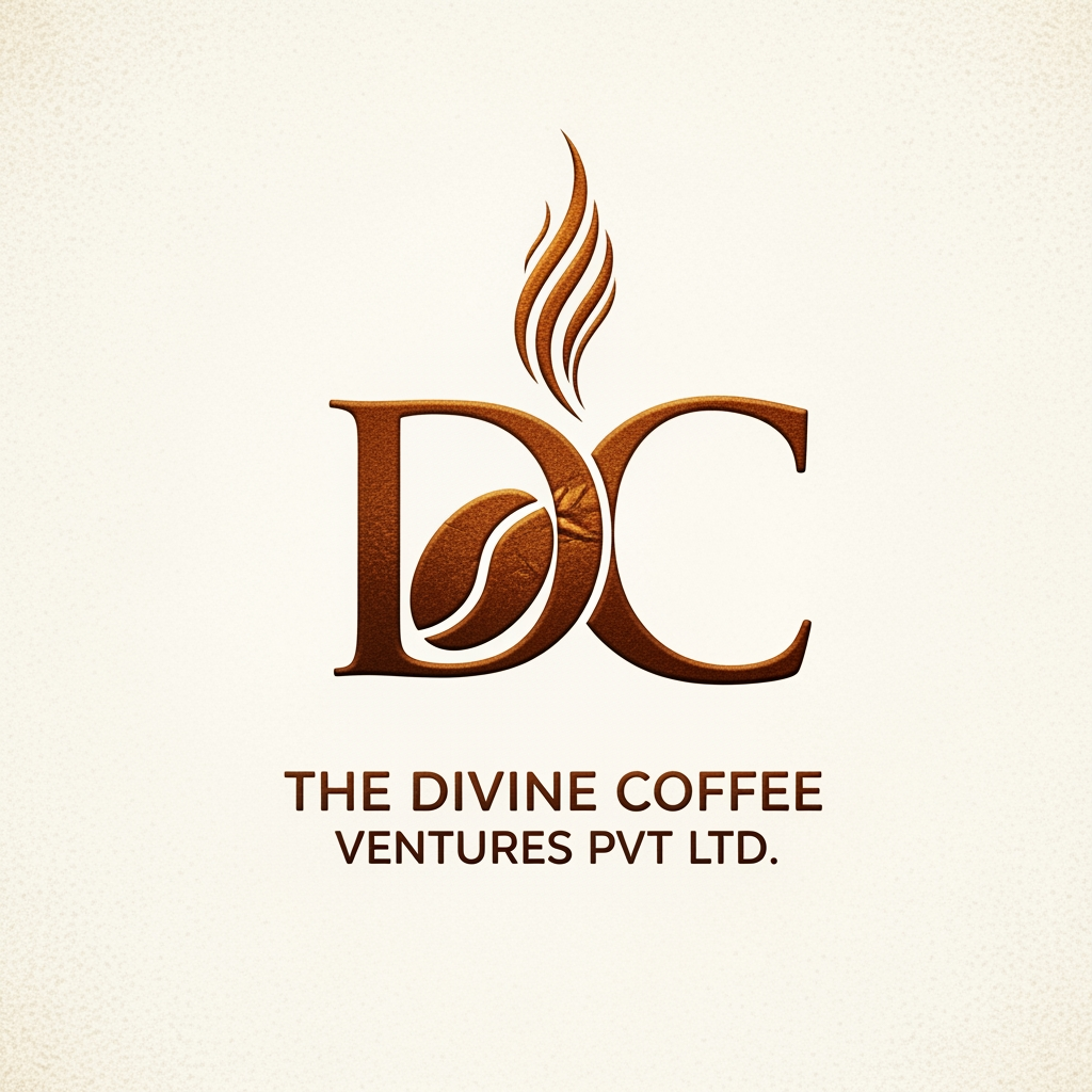 AI Design for THE DIVINE COFFEE VENTURES PVT LTD LOGO WITHOUT CIRCLE IN DESIGN WITH LETEER DC IN DESIGN