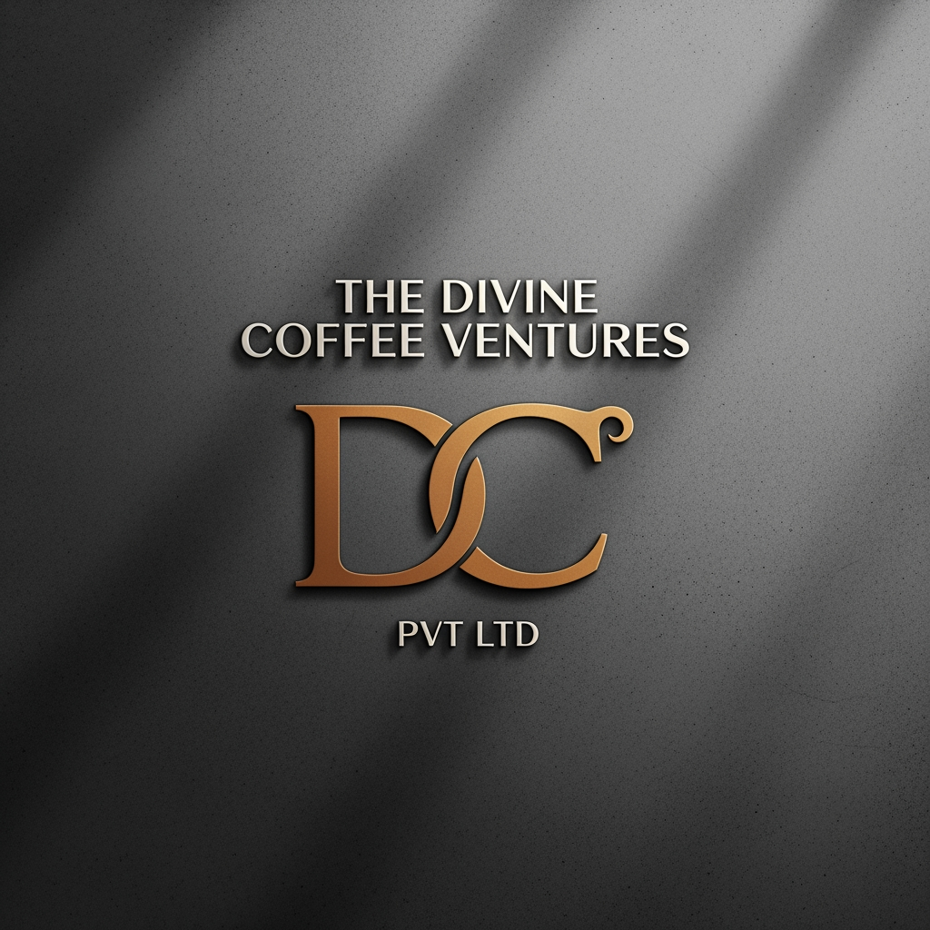 AI Design for THE DIVINE COFFEE VENTURES PVT LTD LOGO WITHOUT CIRCLE IN DESIGN WITH LETEER DC IN DESIGN