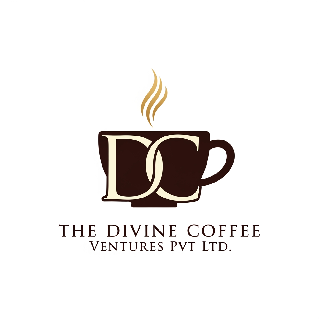 AI Design for THE DIVINE COFFEE VENTURES PVT LTD LOGO WITHOUT CIRCLE IN DESIGN WITH LETEER DC IN DESIGN WITH CUP IN DESIGN
